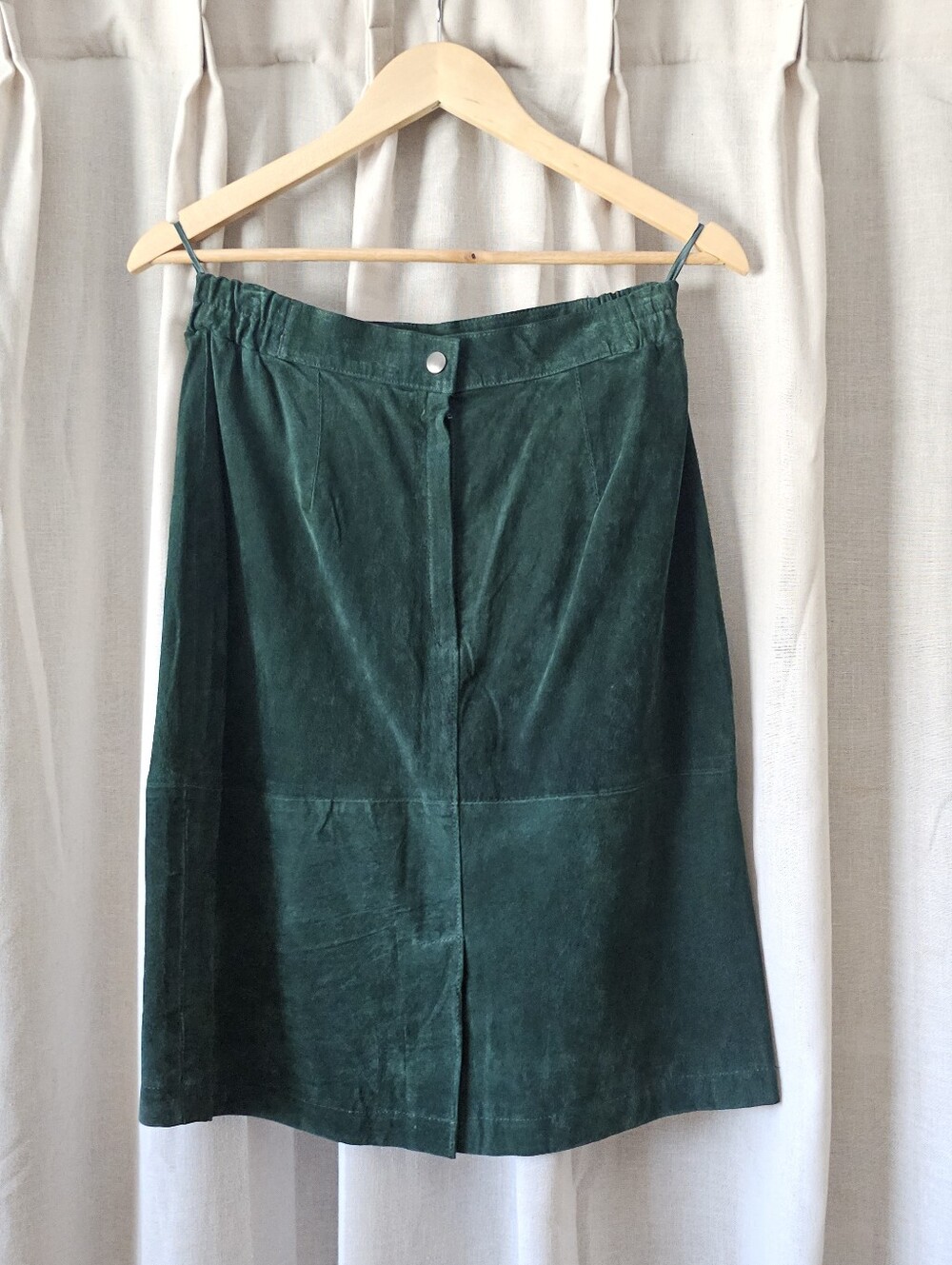 Vintage Pelle Leather Skirt Womens 10 Green Suede Midi Pencil High Waist